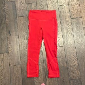 Red lululemon leggings with lots of pockets!